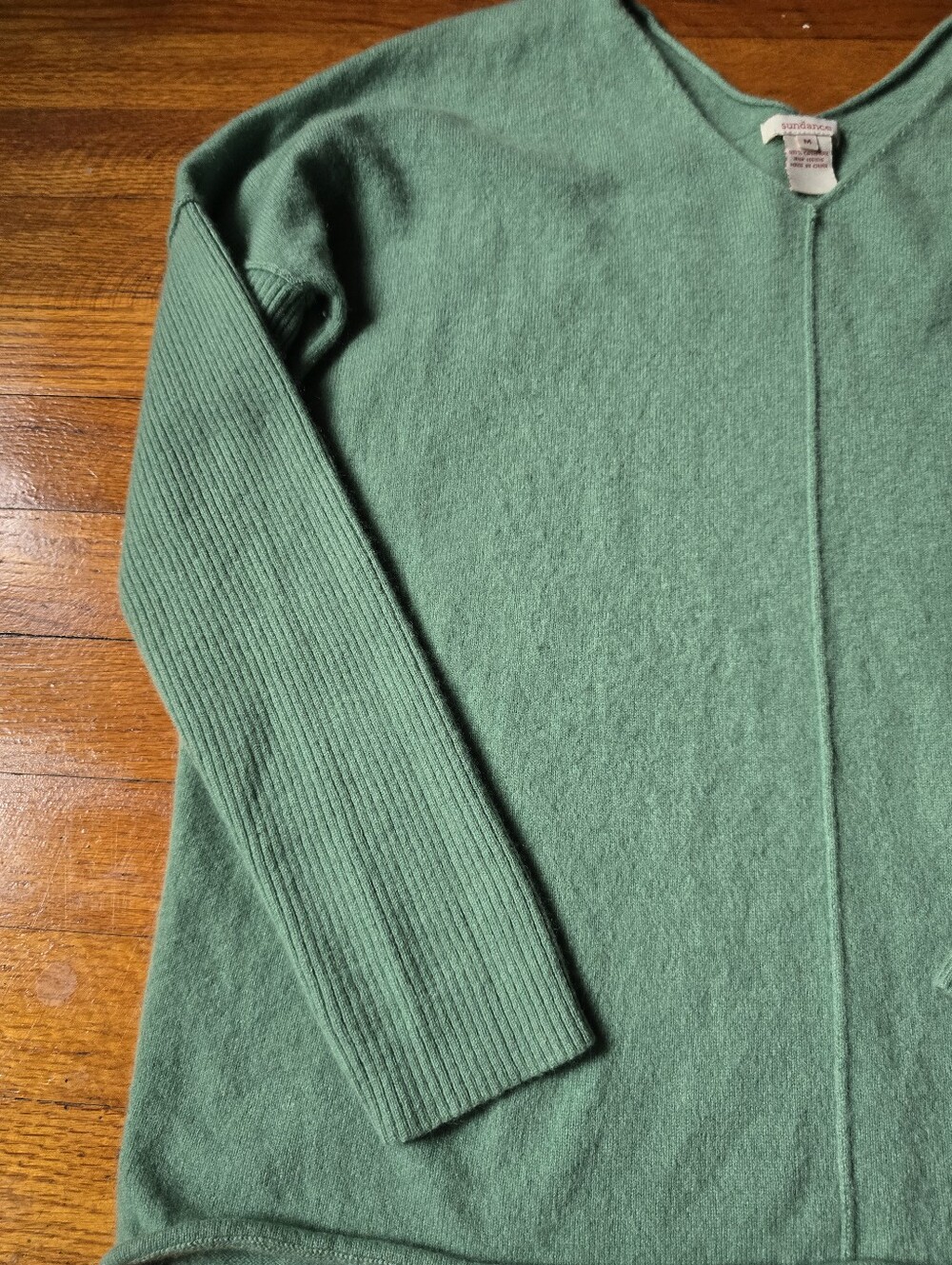 Sundance 100% Cashmere Pullover Sweater Dust Sage Green Medium Lichen Green - Picture 2 of 7